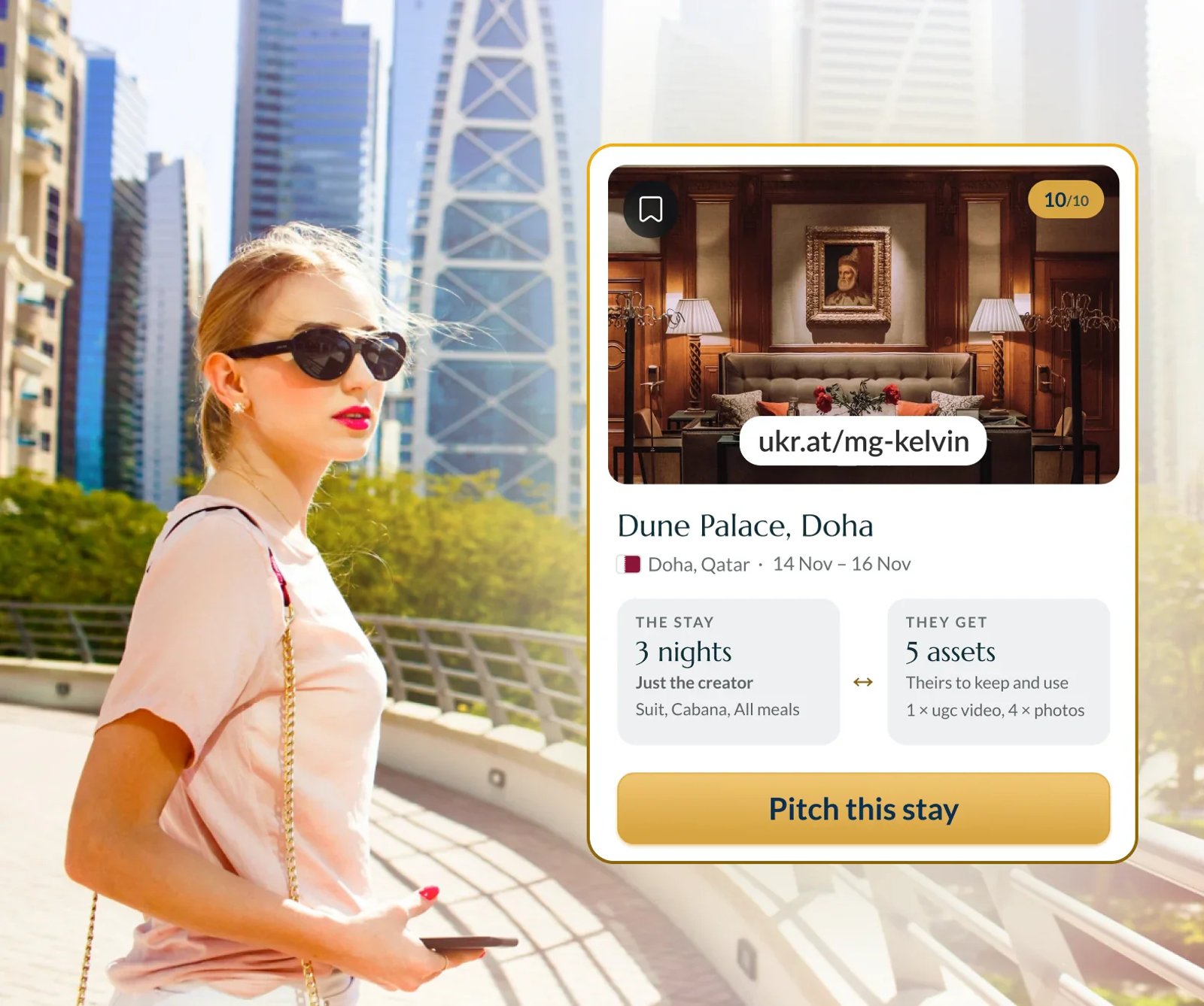 The Ukreate view a creator sees: hotels open to hosting, the terms of each stay and what is expected in return.