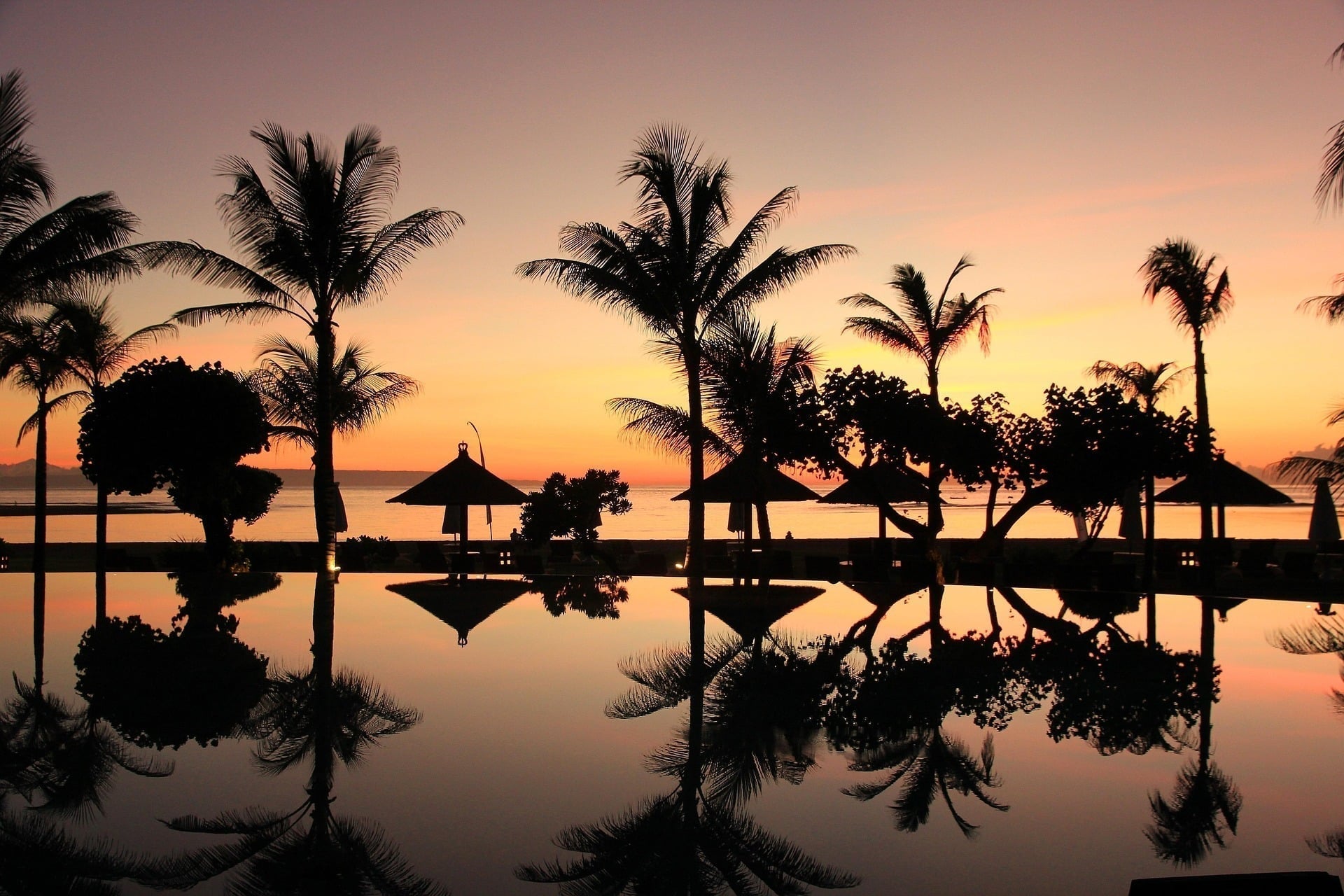 Hotel pool at dusk